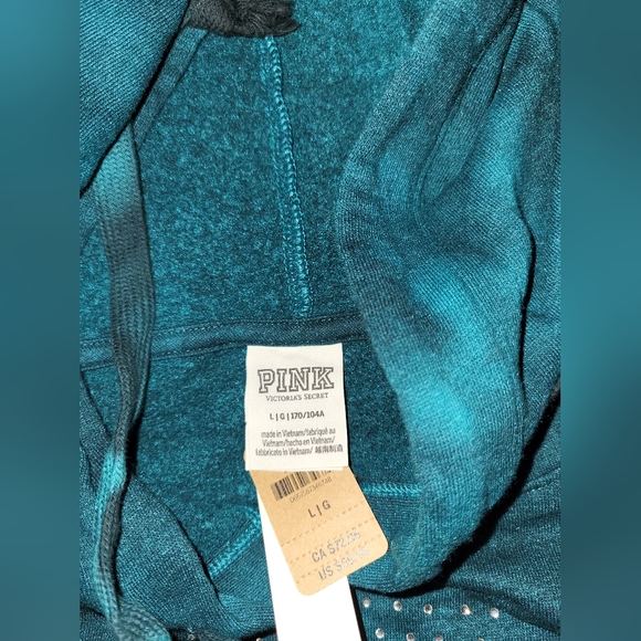 Vs pink tie dye warped bling campus hoodie, large. NWT. - Picture 11 of 11